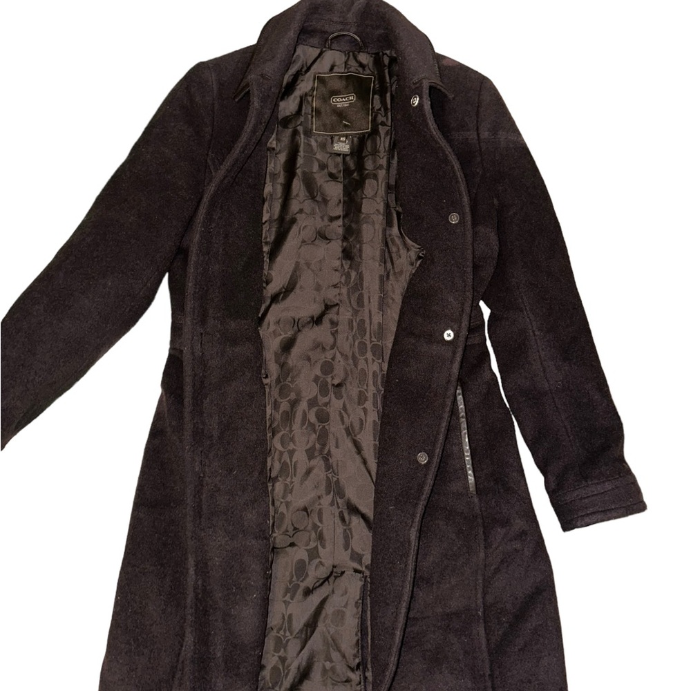 Coach Women’s Brown Mohair Wool Blend Long Coat